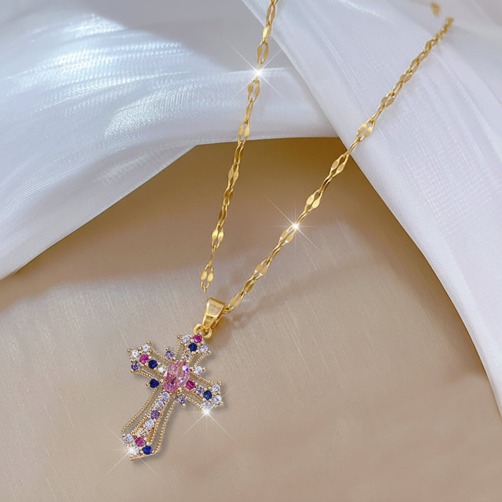 Necklace Cross Pendant Gold Mothers Day Gift Jewelry