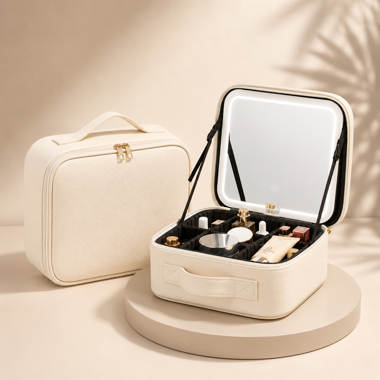 Makeup Case Travel Cosmetic Organizer Mothers Day LED Mirror Box