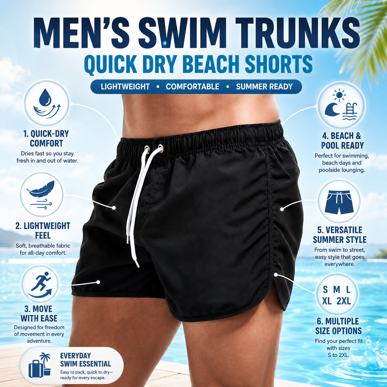 Men's Swimsuit Swim Trunks Quick Dry | Beach Shorts