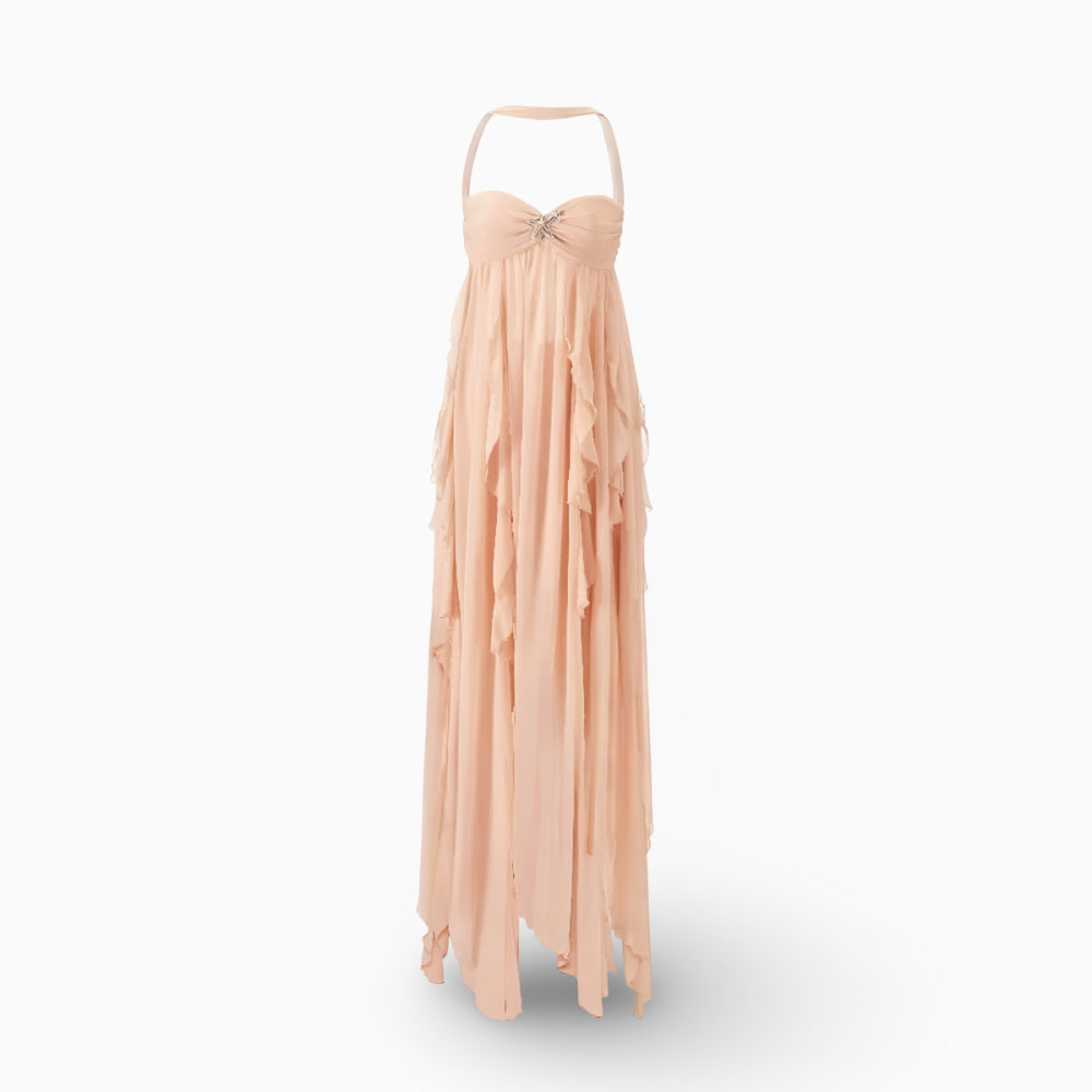 Women's Formal Maxi Long Dress Pleated Off-Shoulder Gown
