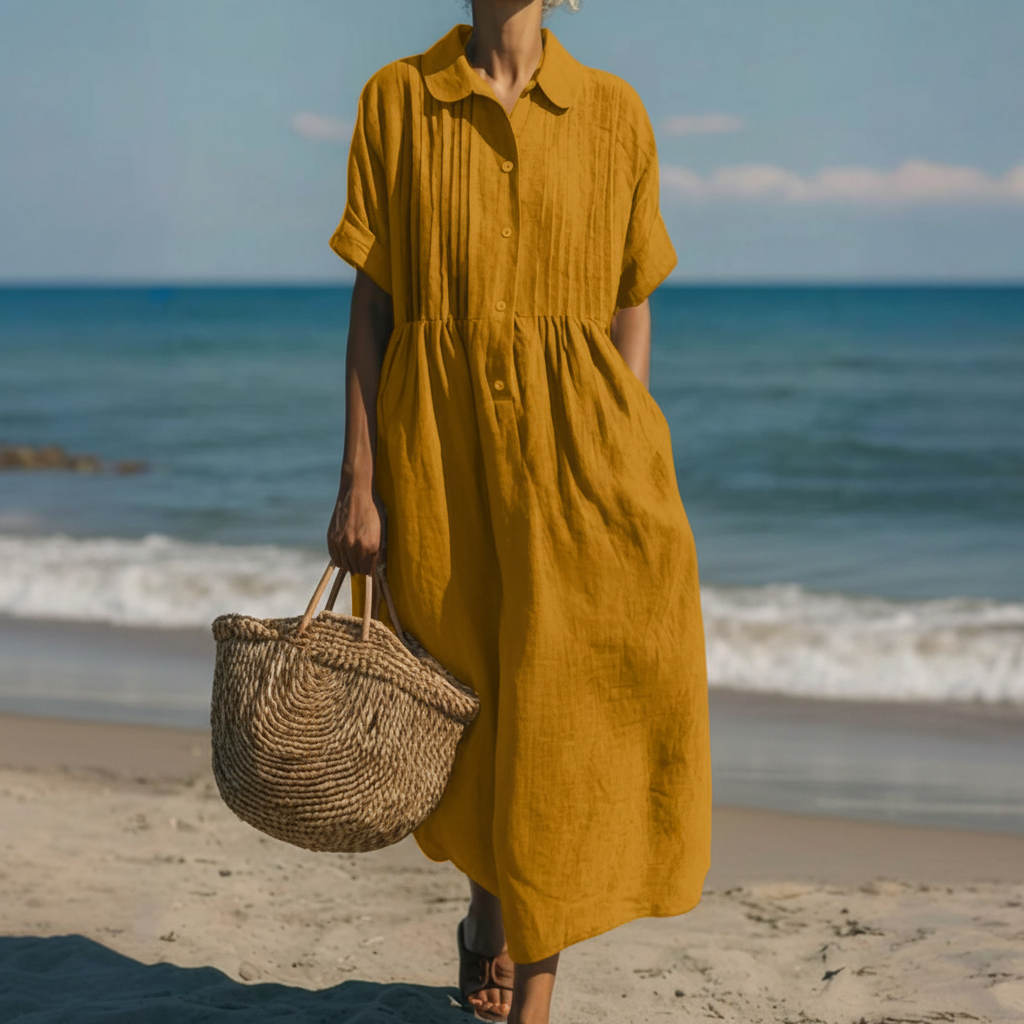 Women's Shirt Dress Casual Maxi Pintuck | Midi