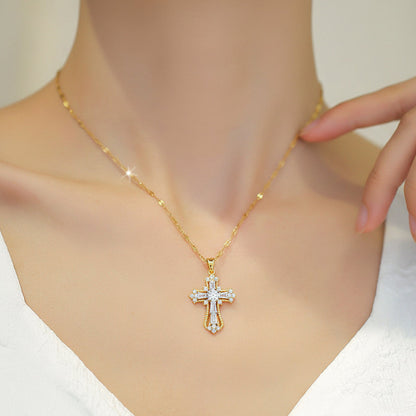 Necklace Cross Pendant Gold Mothers Day Gift Jewelry