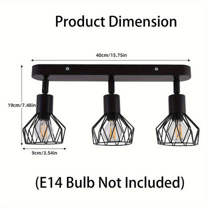 Vintage 3-Light Ceiling Spotlight | Industrial Black Metal Fixture