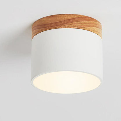 Scandinavian Macaron LED Ceiling Light | Wooden Accent Flush Mount