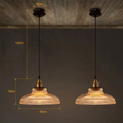 LumiVibe Glass Pendant Light | Elegant Ribbed Glass Hanging Lamp