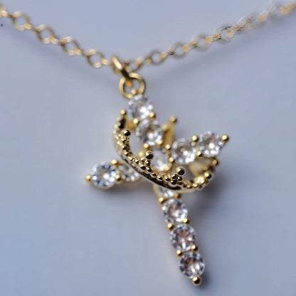 Necklace Cross Pendant Crown Mothers Day Faith Jewelry Gift