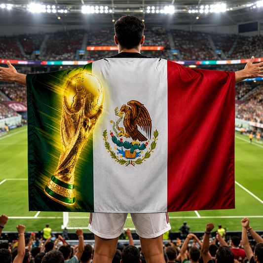 Cape Mexico Soccer Fan Banner Wearable Flag Games