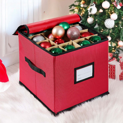 Christmas Ornament Storage Box Adjustable Dividers Viewing Window