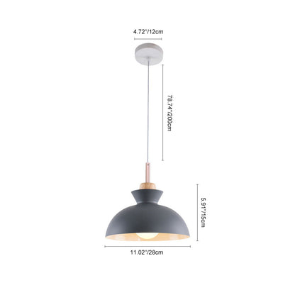 Modern Single Pendant Dome Light | Scandinavian Metal Hanging Lamp