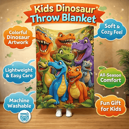 Kids Throw Blanket Colorful Dinosaur Cartoon Soft Fleece Bed Blanket