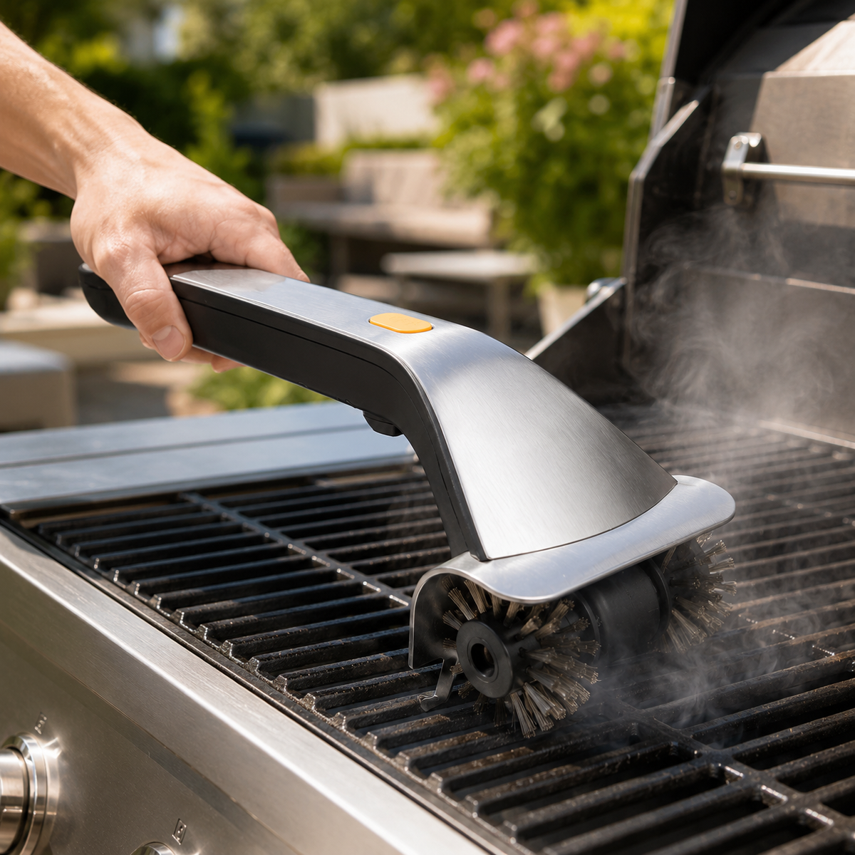 Electric Grill Brush Cleaning Steam Rotating Handheld