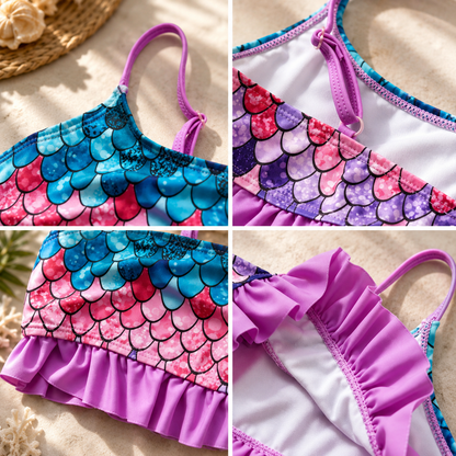 Girls Swimsuit Kids Bikini Ruffle Two Piece Swimwear