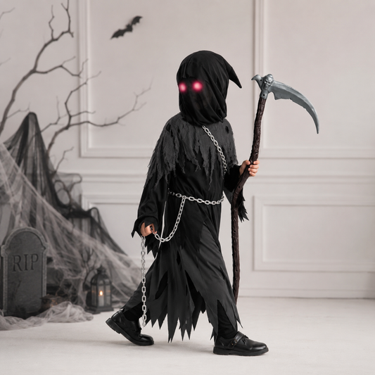 Halloween Costumes Grim Reaper Hooded Robe Set