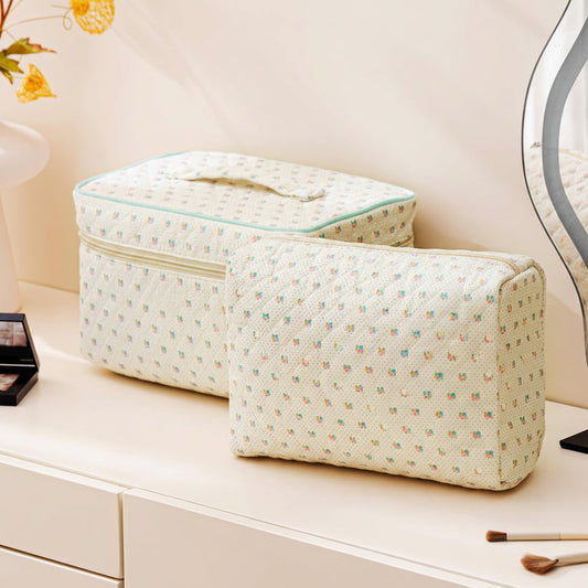 Makeup Bag Travel Cosmetic Bag Floral Cotton Mothers Day Gift