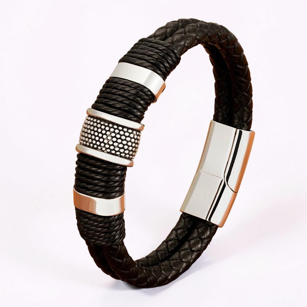 Men's Bracelet Braided Wristband Magnetic Clasp Jewelry