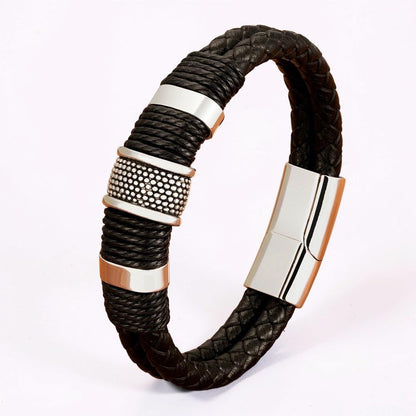 Men's Bracelet Braided Wristband Magnetic Clasp Jewelry