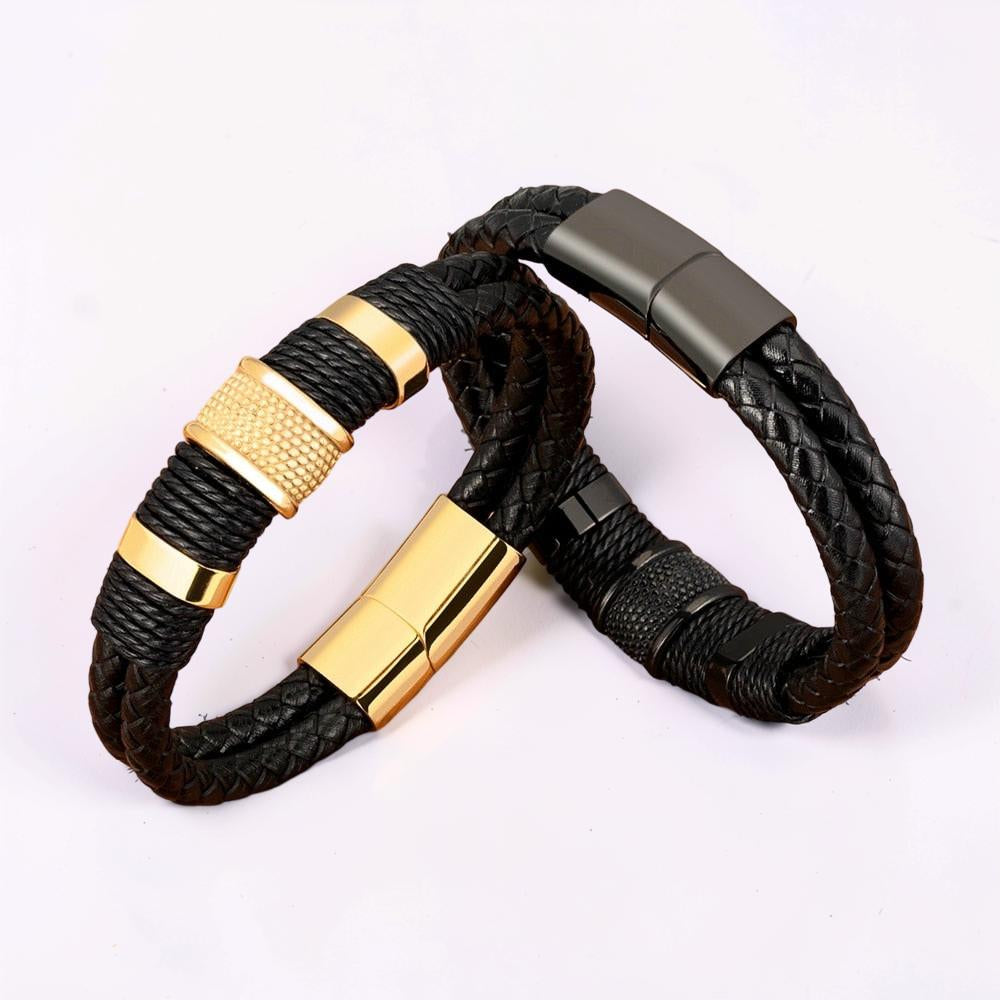 Men's Bracelet Braided Wristband Magnetic Clasp Jewelry