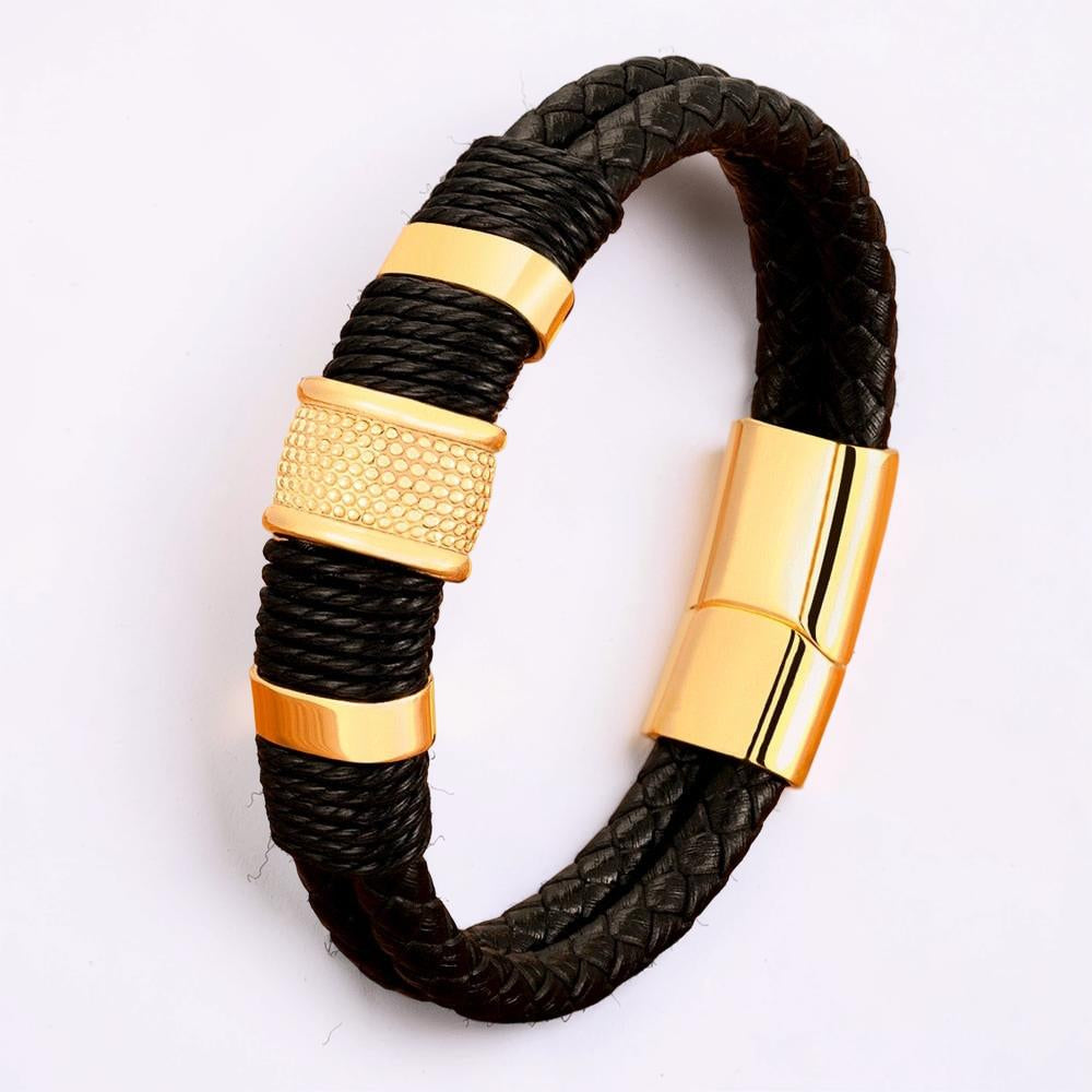 Men's Bracelet Braided Wristband Magnetic Clasp Jewelry