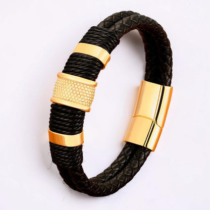 Men's Bracelet Braided Wristband Magnetic Clasp Jewelry