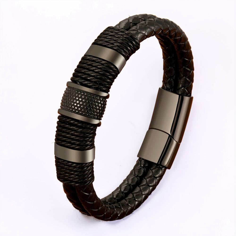 Men's Bracelet Braided Wristband Magnetic Clasp Jewelry