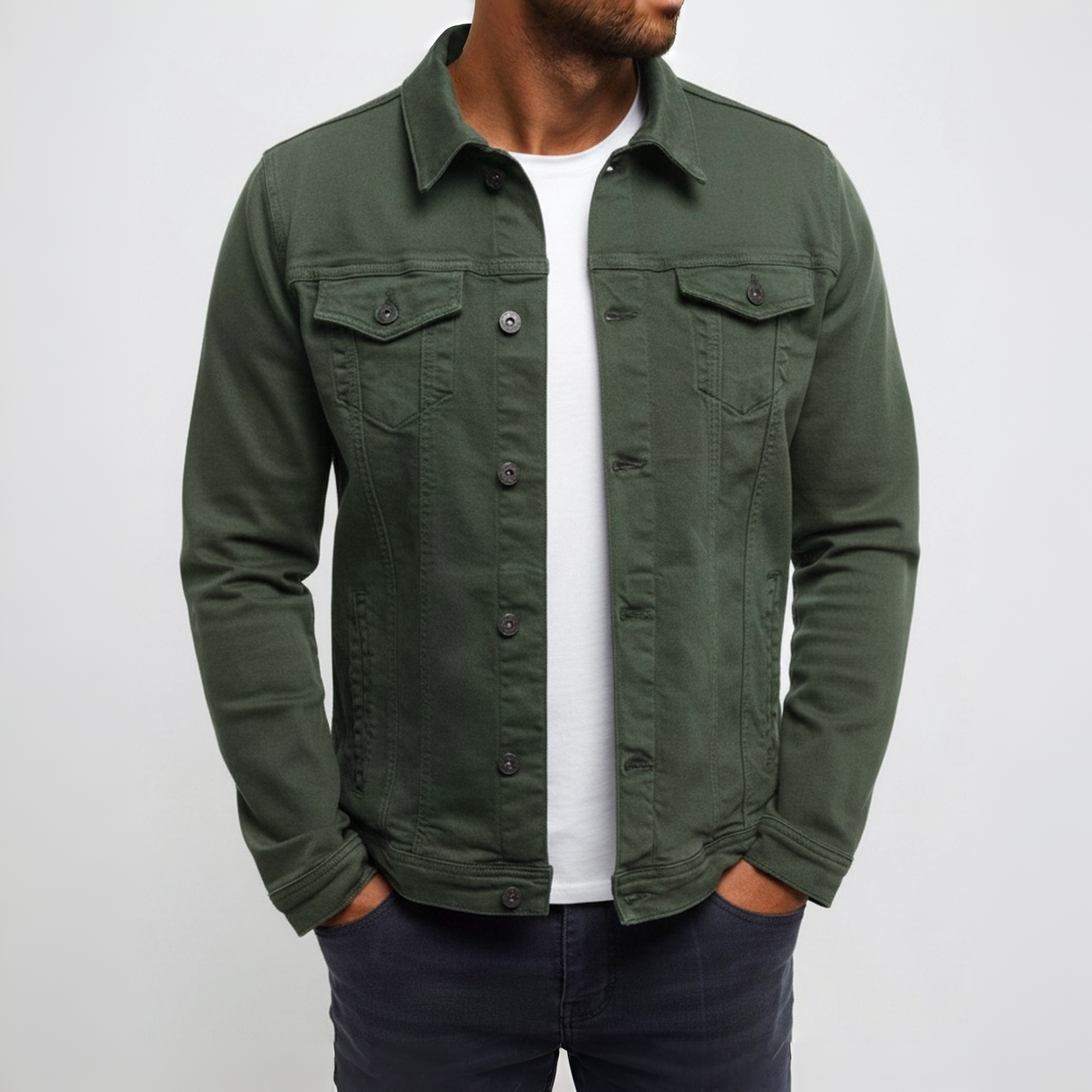 Men's Jacket Casual Button Front Lightweight Outerwear