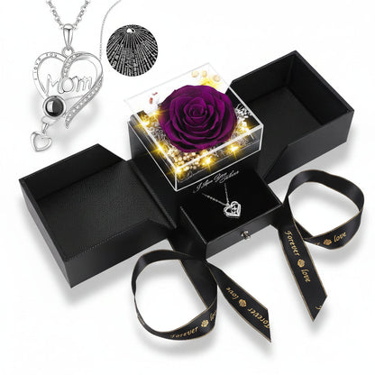Rose Gift Box Preserved Eternal Flower LED Light Love Necklace
