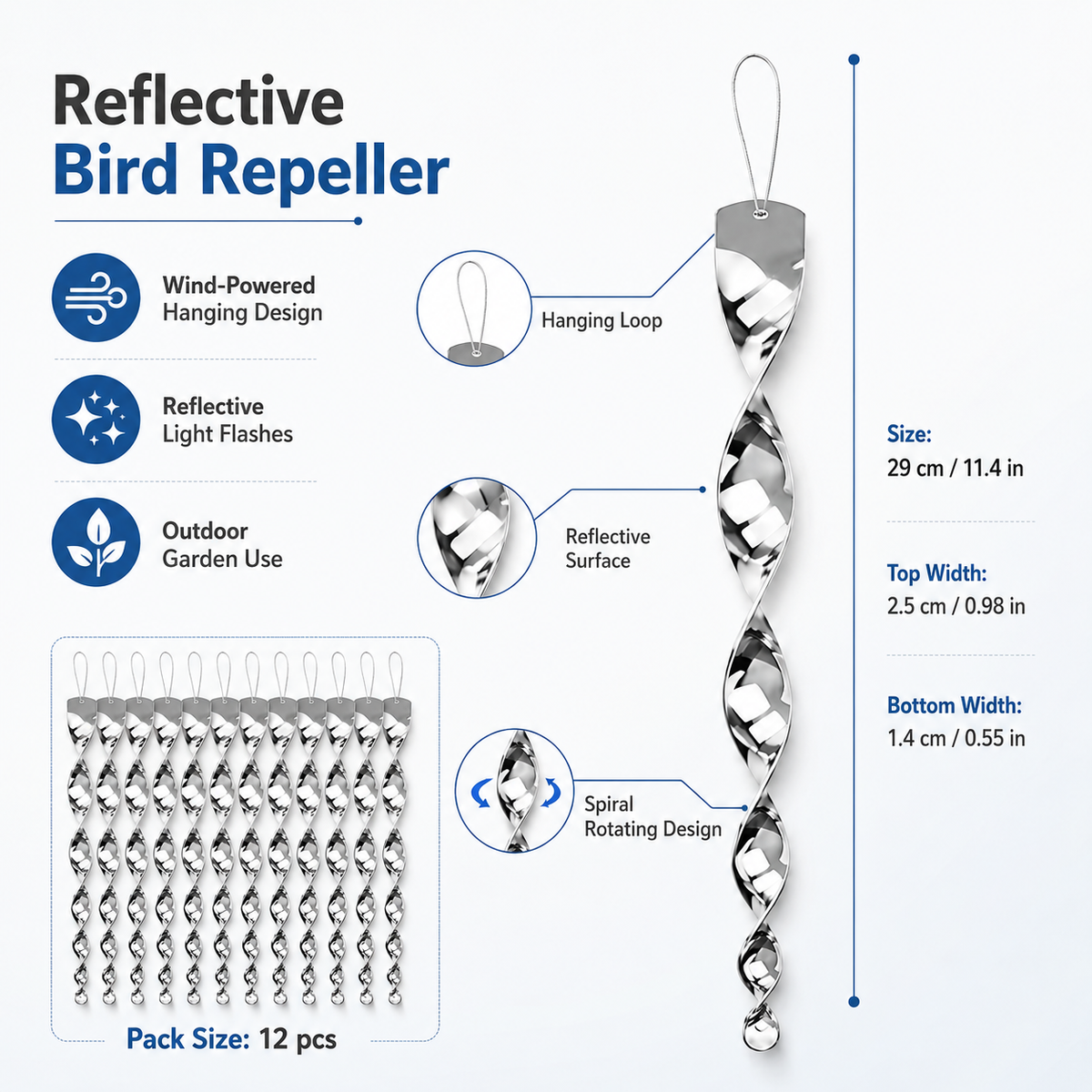Reflective Bird Repeller Hanging Wind Powered Garden Use