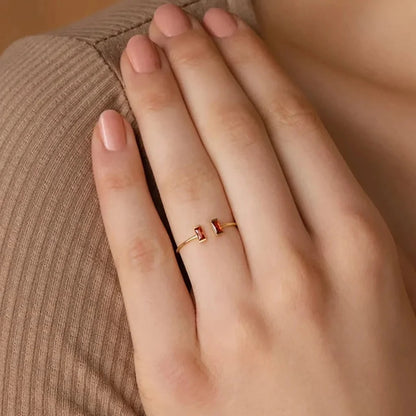 Ring Birthstone Adjustable Gold Cubic Zirconia Mothers Day Gift