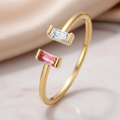 Ring Birthstone Adjustable Gold Cubic Zirconia Mothers Day Gift