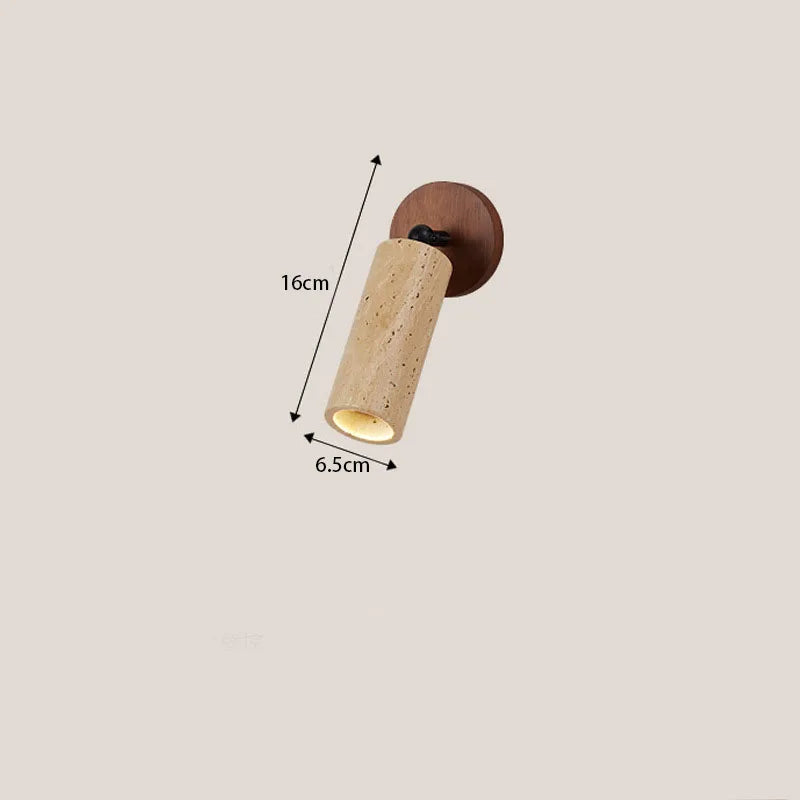 Huangdong Wall Lamp | Wabi-Sabi Travertine & Wood Light