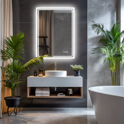 LuvoGlow | LED Bathroom Mirror | Frameless Dimmable with Anti-Fog