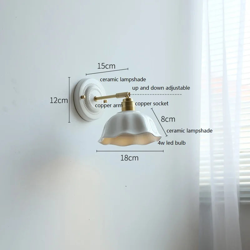 Nordic Cream Ceramic Wall Lamp | Vintage Elegance for Modern Homes
