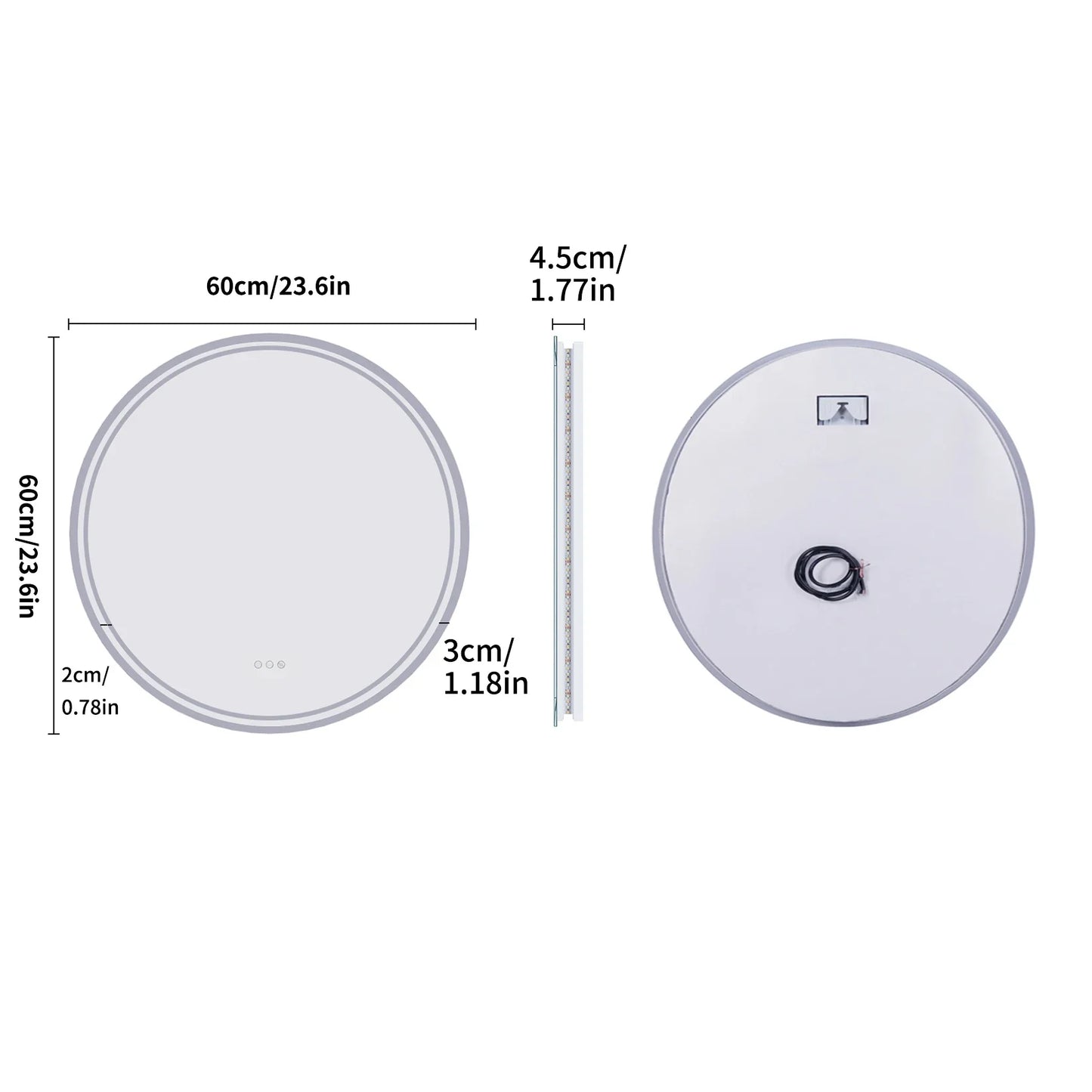 LuvoRound | Round LED Bathroom Mirror | Anti-Fog & Dimmable Touch Screen