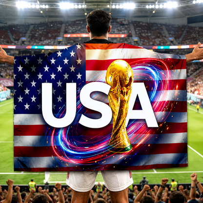 USA Flag Soccer Fan Cape World Cup Game Day Supporter Banner