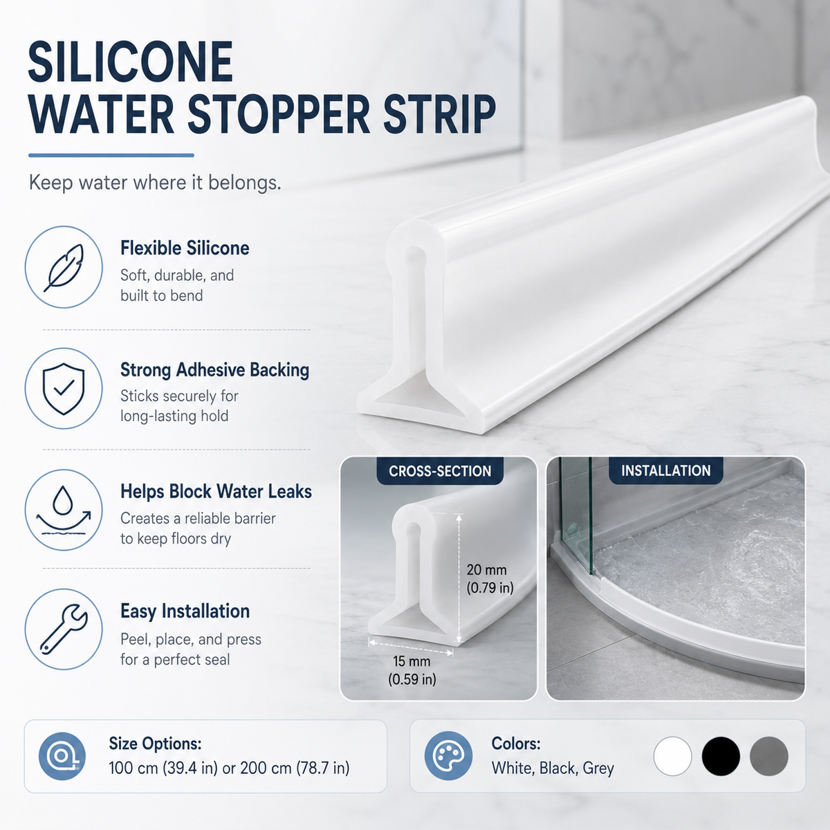 Water Stopper Bathroom Silicone Adhesive Shower Seal