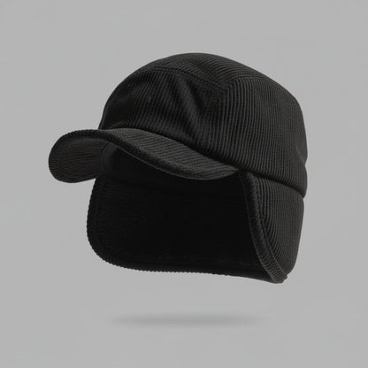 Winter Ear Flap Cap Ribbed Knit Polar Fleece Unisex
