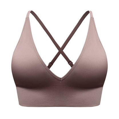 Womens Pickleball Sports Bra V Neck Padded Workout Top