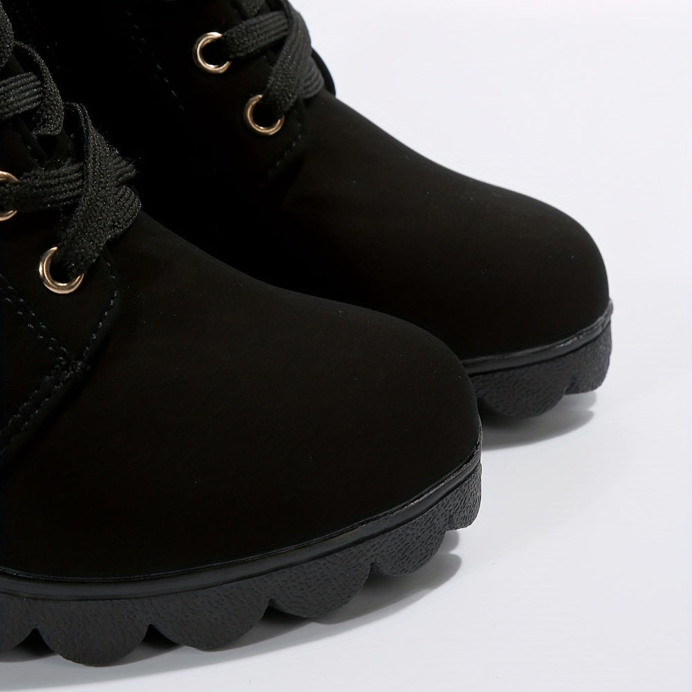 Women's Ankle Boots Block Heel Lace Up Casual Booties