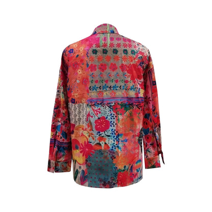 Women's Blouse Floral Print Long Sleeve Button Front Tunic Top