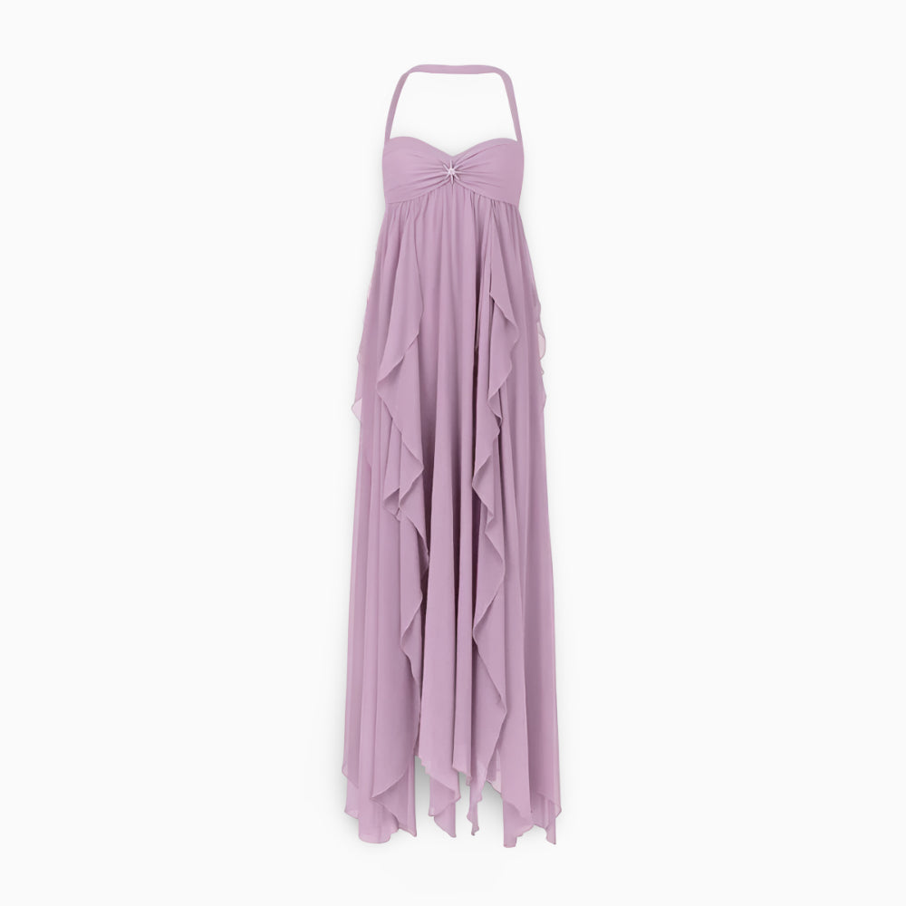 Women's Formal Maxi Long Dress Pleated Off-Shoulder Gown