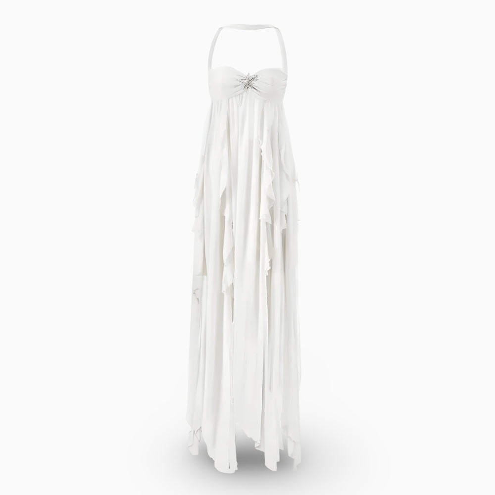 Women's Formal Maxi Long Dress Pleated Off-Shoulder Gown
