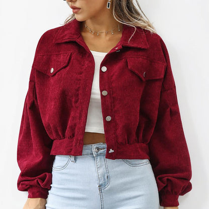 Women's Jacket Cropped Casual Button Front Coat