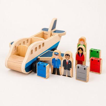 Wooden Airplane Toy Toddler Montessori Push Pull