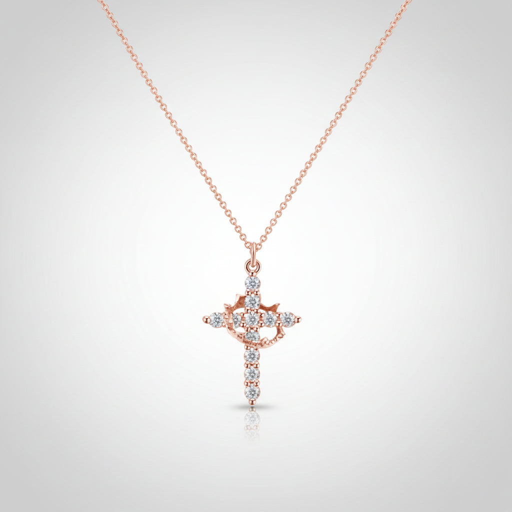 Cross Necklace Crown Pendant Gold Silver Faith Jewelry