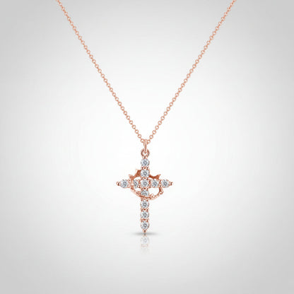 Cross Necklace Crown Pendant Gold Silver Faith Jewelry