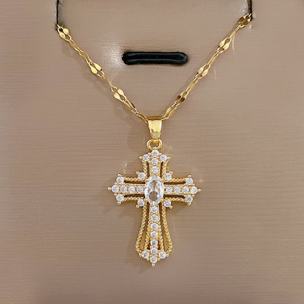 Necklace Cross Pendant Gold Mothers Day Gift Jewelry