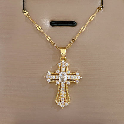 Necklace Cross Pendant Gold Mothers Day Gift Jewelry