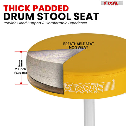 5Core Drum Throne Adjustable Guitar Stool Padded Drummer Seat for Adults & Kids