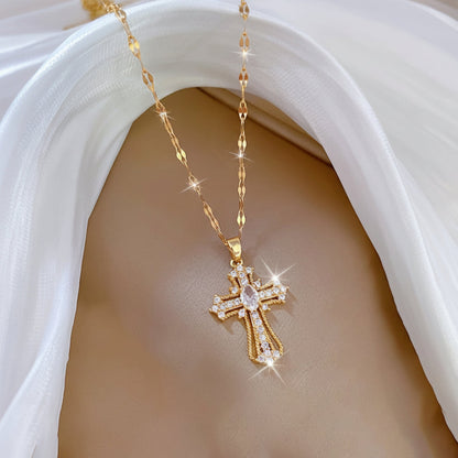 Necklace Cross Pendant Gold Mothers Day Gift Jewelry