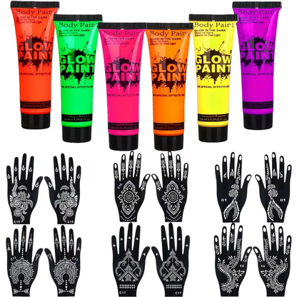 Soccer Ball UV Glow Body Paint Set Neon Face